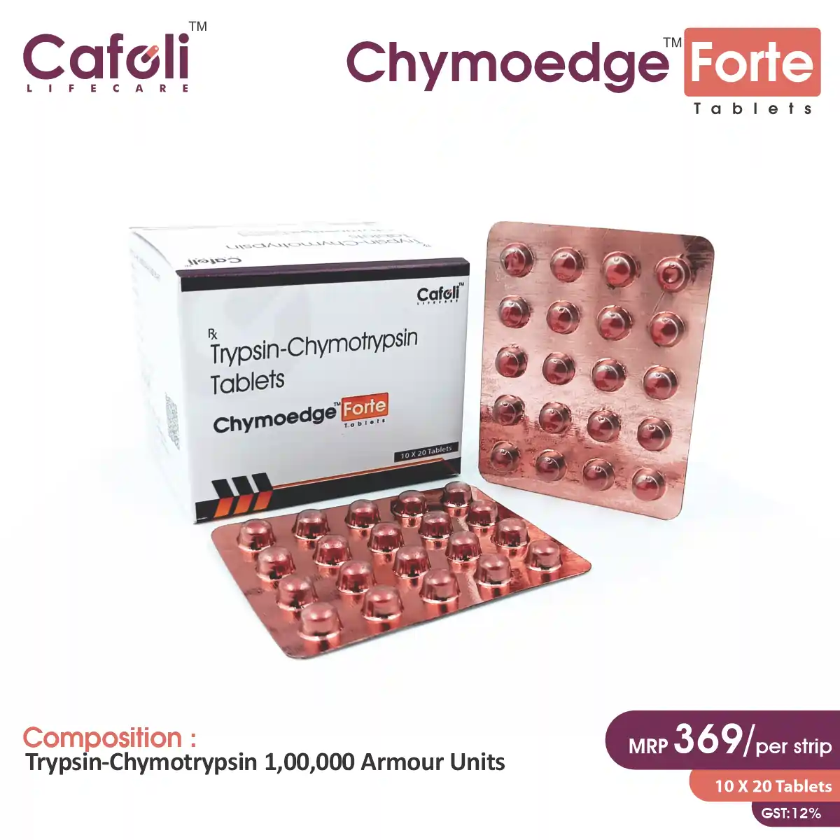 Trypsin Chymotrypsin (100000AU) Tablet at the best price in PCD Pharma Franchise for Digestive Aid.